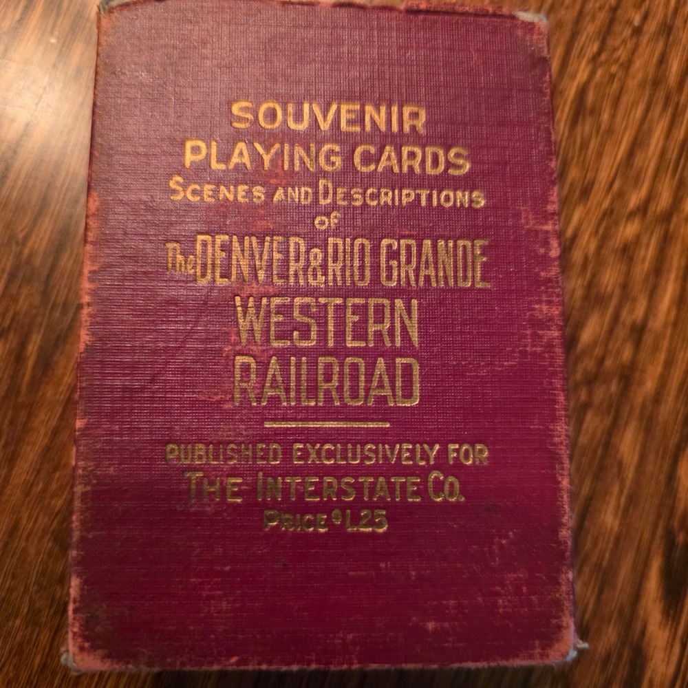 Vintage Denver Rio Grande Western Railroad Souvenir Playing Cards Gilt Edge Box